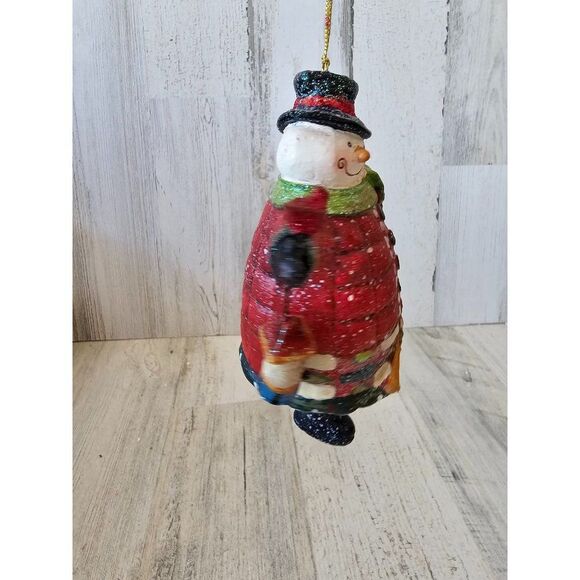 Jointed snowman birdhouse Cardinal red ornament Xmas tree - Picture 2 of 8